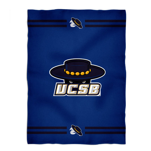UC Santa Barbara Gauchos UCSB Game Day Soft Premium Fleece Blue Throw Blanket 40 x 58 Logo and Stripes