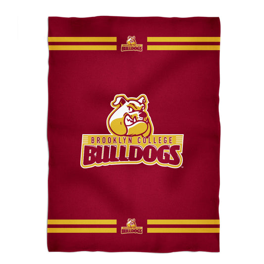 Brooklyn College Bulldogs Game Day Soft Premium Fleece Maroon Throw Blanket 40 x 58 Logo and Stripes