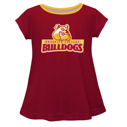 Brooklyn College Bulldogs Girls Game Day Short Sleeve Maroon Laurie Top by Vive La Fete