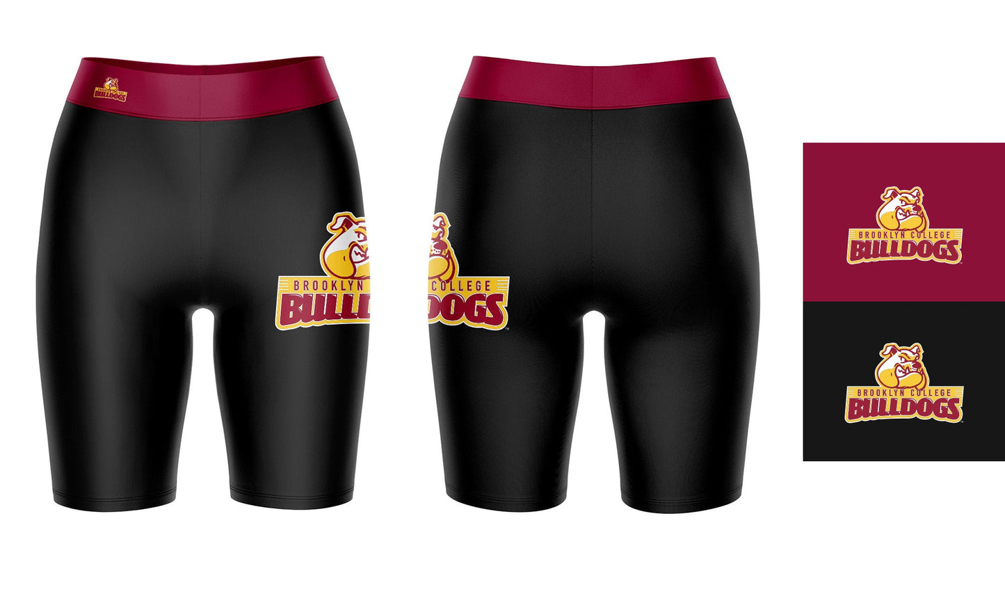 Brooklyn Bulldogs Vive La Fete Game Day Logo on Thigh and Waistband Black and Maroon Women Bike Short 9 Inseam"