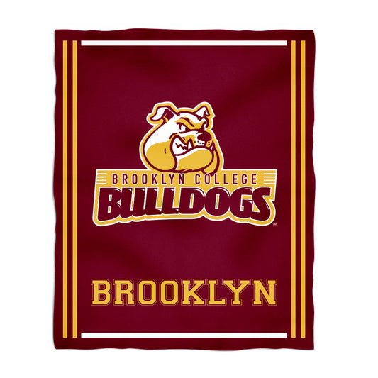 Brooklyn College Bulldogs Kids Game Day Maroon Plush Soft Minky Blanket 36 x 48 Mascot