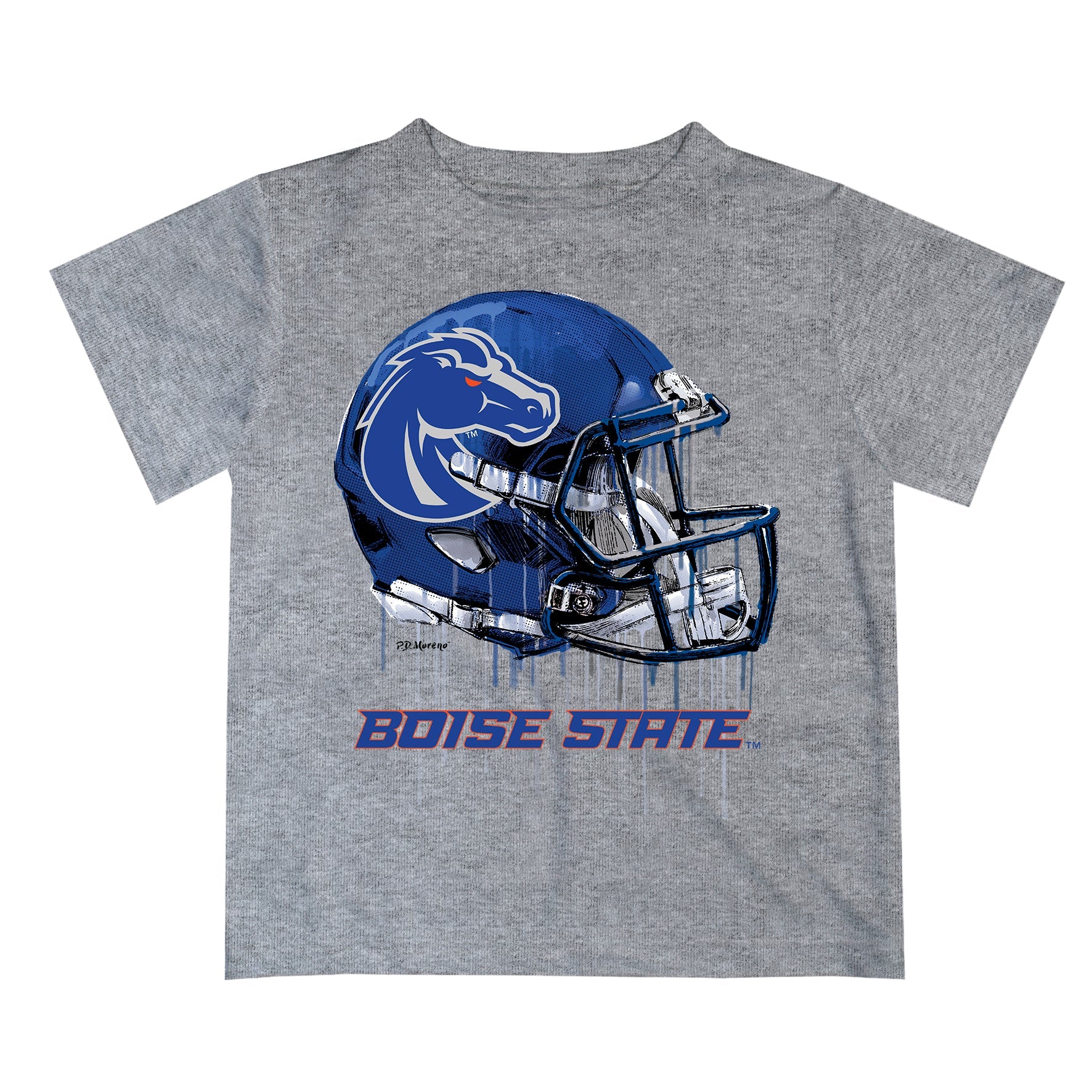 boise state broncos football helmet Boise State University Broncos Original Dripping Football Helmet Heather Gray T-Shirt for Boys by Vive La Fete, Infant