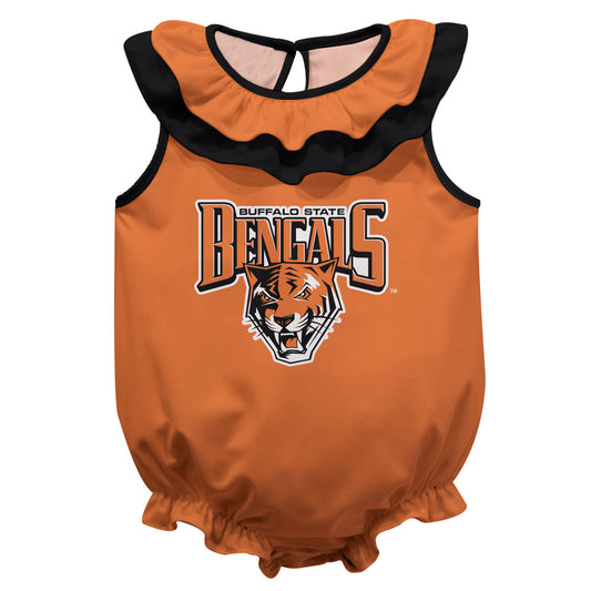 Buffalo State Bengals Orange Sleeveless Ruffle One Piece Jumpsuit Logo Bodysuit by Vive La Fete