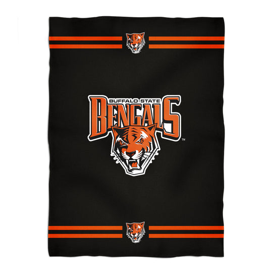 Buffalo State Bengals Game Day Soft Premium Fleece Black Throw Blanket 40 x 58 Logo and Stripes