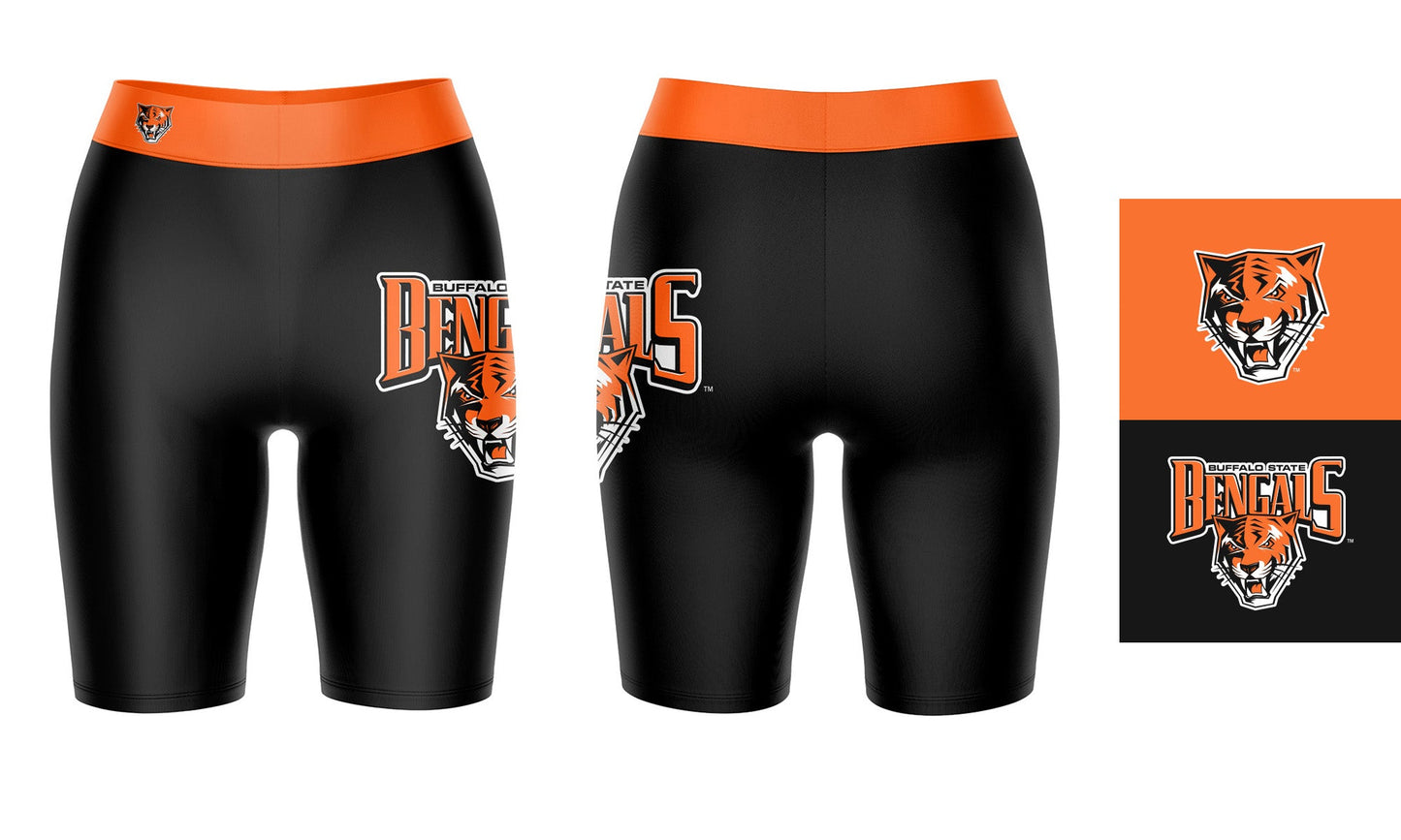 Buffalo Bengals Vive La Fete Game Day Logo on Thigh and Waistband Black and Orange Women Bike Short 9 Inseam"