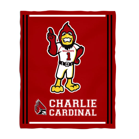 Ball State Cardinals Kids Game Day Red Plush Soft Minky Blanket 36 x 48 Mascot