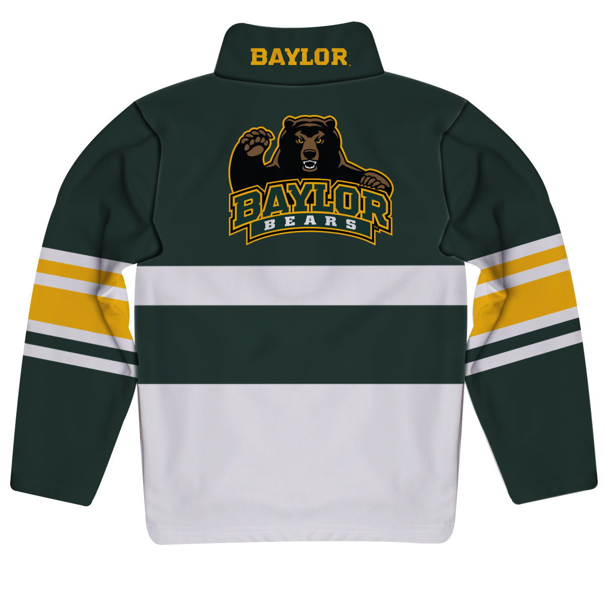 Baylor Bears Logo Stripes Green Long Sleeve Quarter Zip Sweatshirt by Vive La Fete