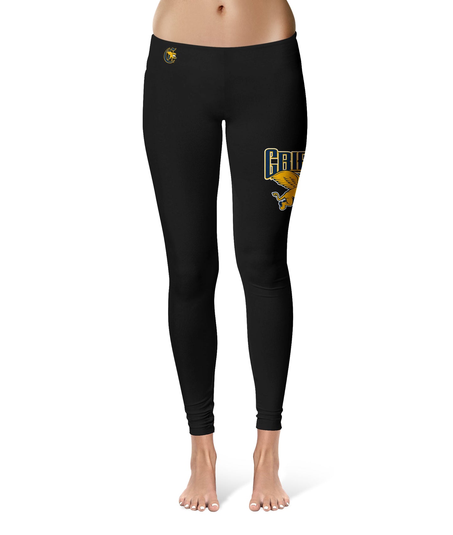 Canisius College Golden Griffins Vive La Fete Collegiate Large Logo on Thigh Women Black Yoga Leggings 2.5 Waist Tights