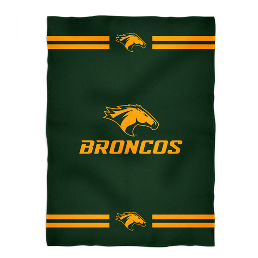 Cal Poly Pomona Broncos Game Day Soft Premium Fleece Green Throw Blanket 40 x 58 Logo and Stripes