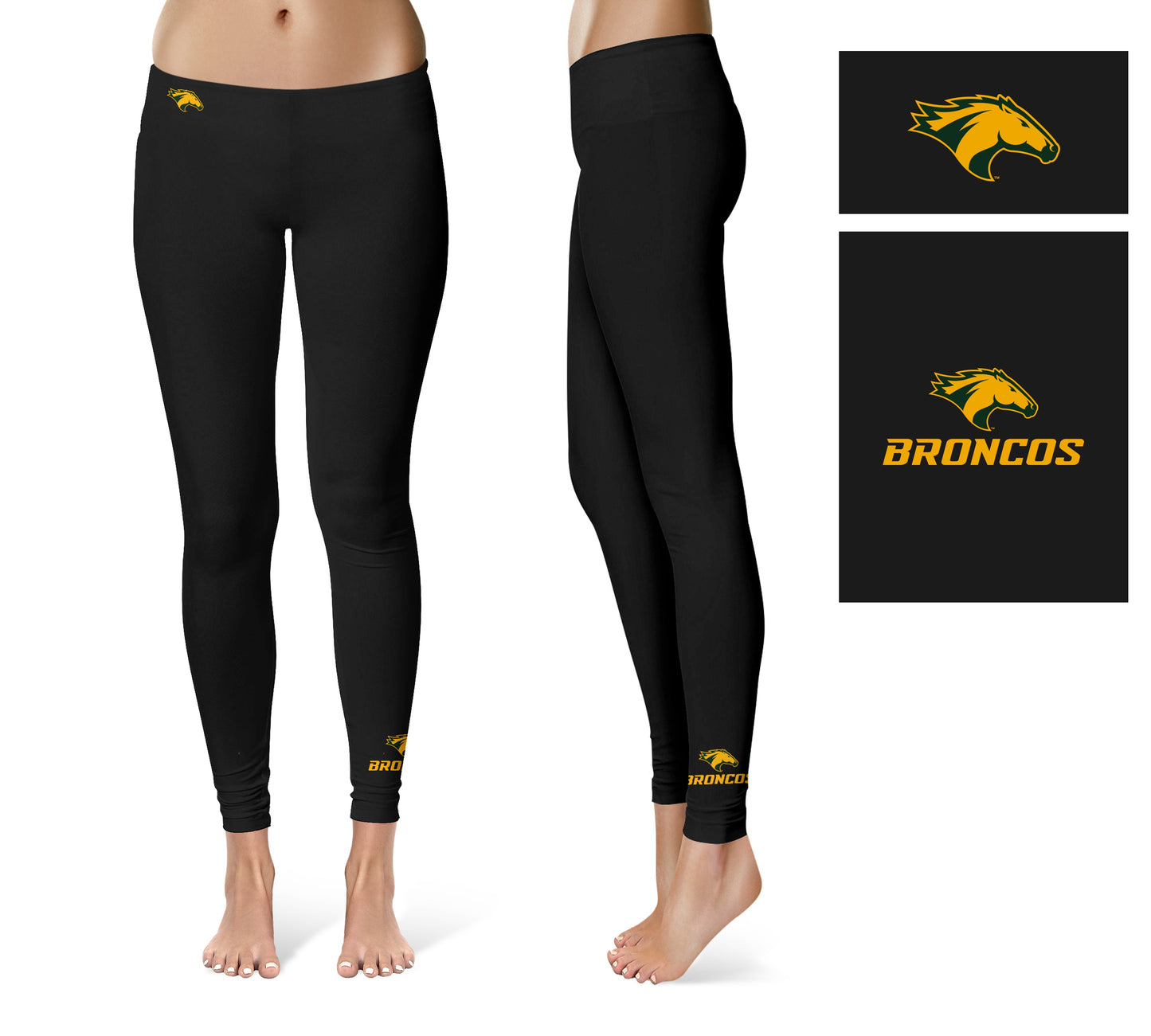 Cal Poly Pomona Broncos Vive La Fete Game Day Collegiate Logo at Ankle Women Black Yoga Leggings 2.5 Waist Tights