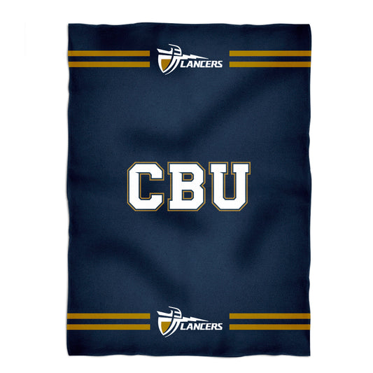 California Baptist Lancers CBU Game Day Soft Premium Fleece Navy Throw Blanket 40 x 58 Logo and Stripes