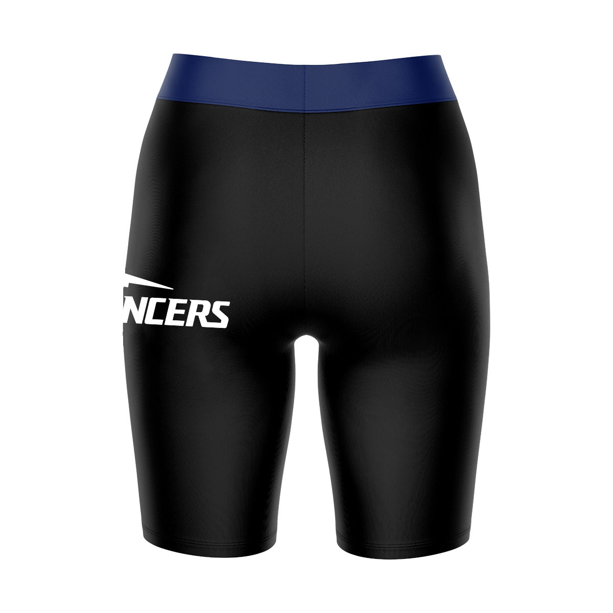 Cal Baptist Lancers CBU Vive La Fete Game Day Logo on Thigh and Waistband Black and Navy Women Bike Short 9 Inseam"