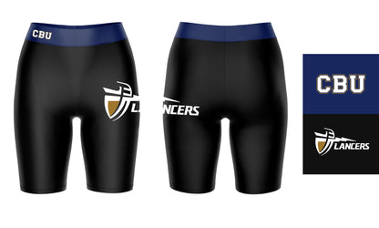 Cal Baptist Lancers CBU Vive La Fete Game Day Logo on Thigh and Waistband Black and Navy Women Bike Short 9 Inseam"