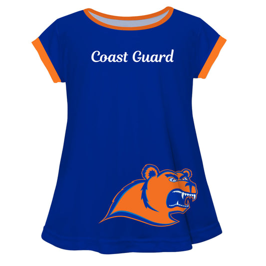 United States Coast Guard Academy Big Logo Blue Short Sleeve Girls Laurie Top by Vive La Fete