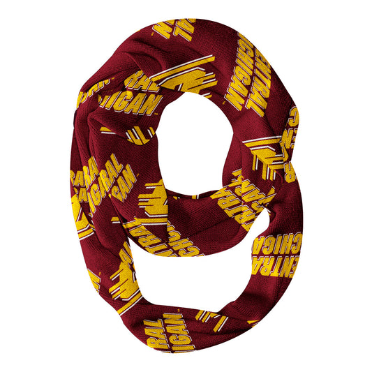 Central Michigan Chippewas Infinity Scarf Maroon All Over Logo - Vive La FÃªte - Online Apparel Store