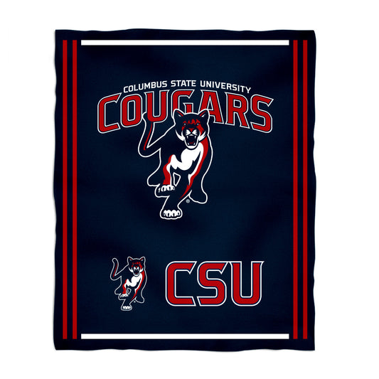Columbus State Cougars Kids Game Day Navy Plush Soft Minky Blanket 36 x 48 Mascot