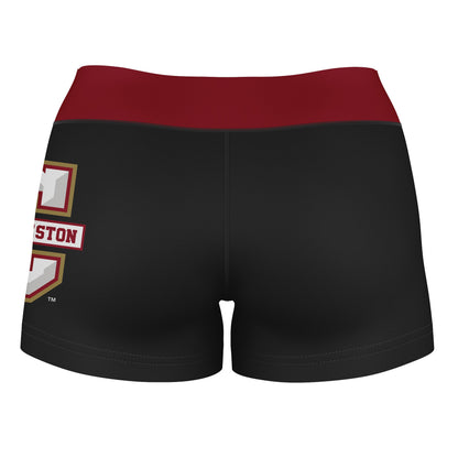 CofC Cougars COC Vive La Fete Game Day Logo on Thigh & Waistband Black & Maroon Women Booty Workout Shorts 3.75 Inseam" - Vive La F̻te - Online Apparel Store