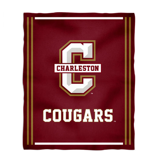 Charleston Cougars COC Kids Game Day Maroon Plush Soft Minky Blanket 36 x 48 Mascot