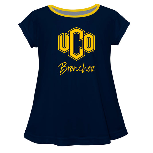 University of Central Oklahoma Blue Short Sleeve Girls Laurie Top UCO by Vive La Fete