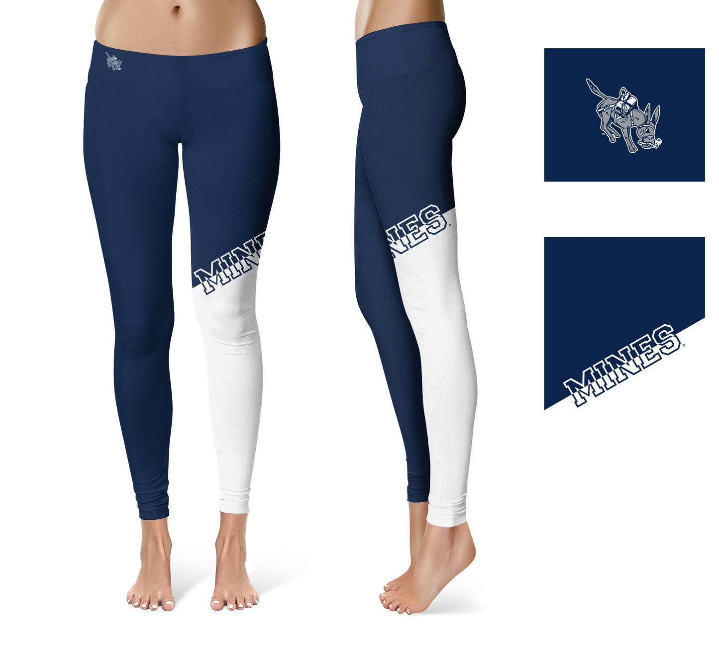 Colorado School of Mines Orediggers Vive La Fete Game Day Collegiate Leg Color Block Women Blue White Yoga Leggings