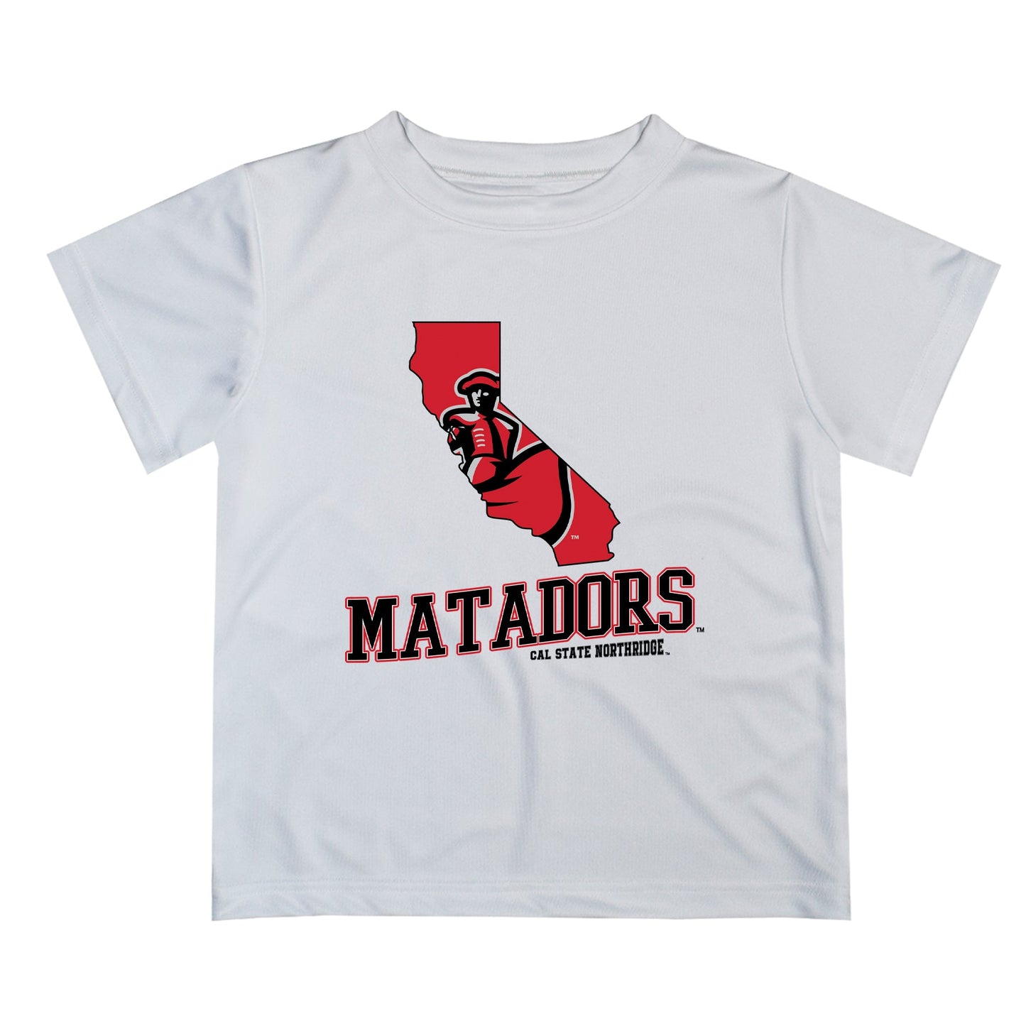 Cal State University Northridge Matadors CSUN Vive La Fete State Map White Sleeve Tee Shirt