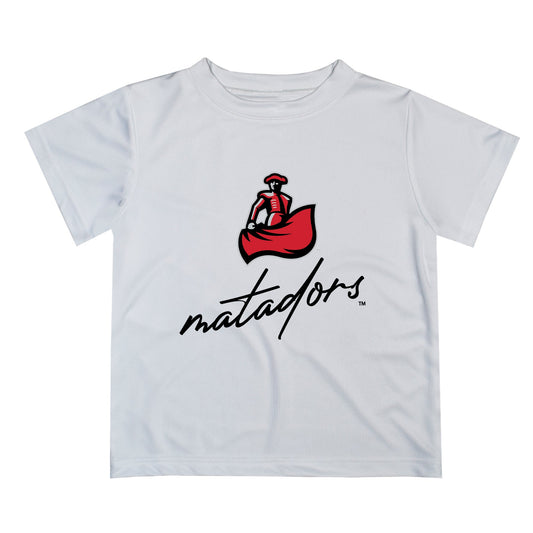 Cal State University Northridge Matadors CSUN Vive La Fete Script V1 White Short Sleeve Tee Shirt