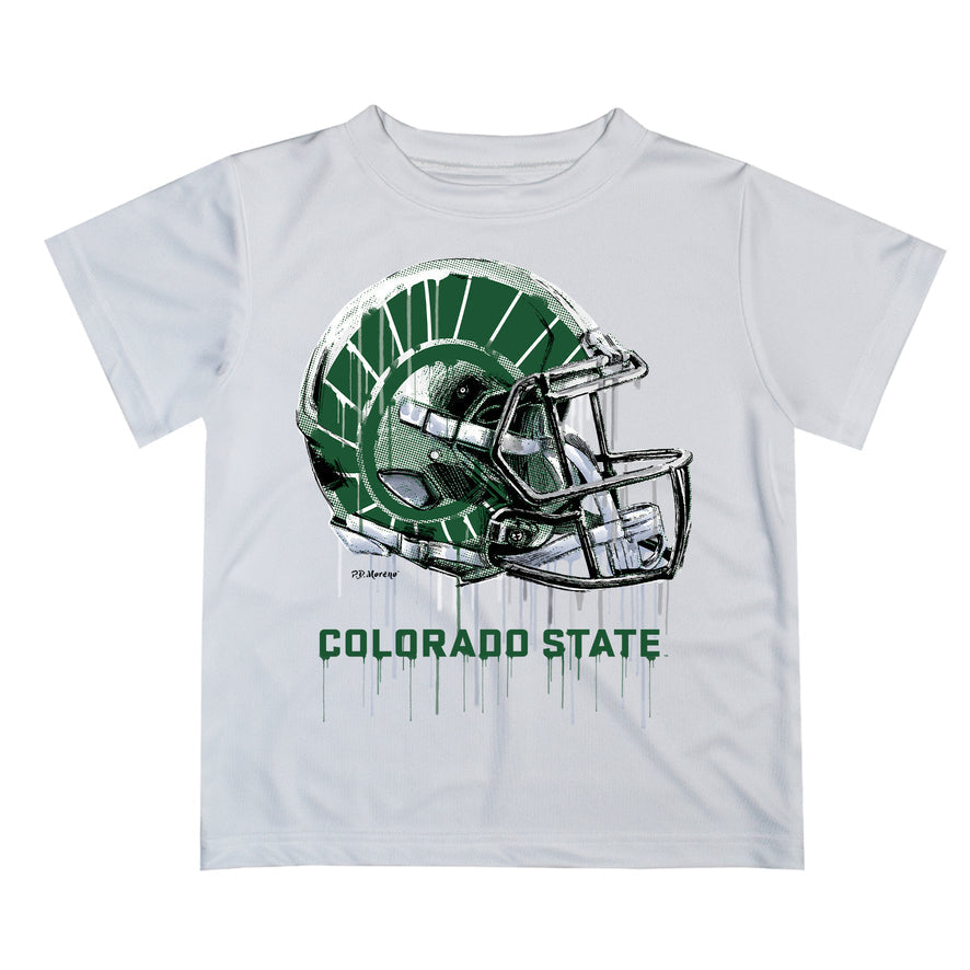 Colorado State Rams CSU Original Dripping Football White T-Shirt for B