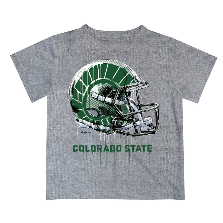 csu rams football helmet Colorado State Rams CSU Original Dripping Football Heather Gray T-Shirt for Boys by Vive La Fete, Toddler