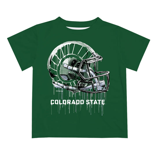 Colorado State Rams CSU Original Dripping Football Green T-Shirt by Vive La Fete