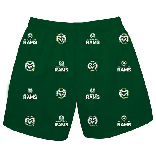 Colorado State Rams CSU Boys Game Day Elastic Waist Classic Play Green Pull On Shorts