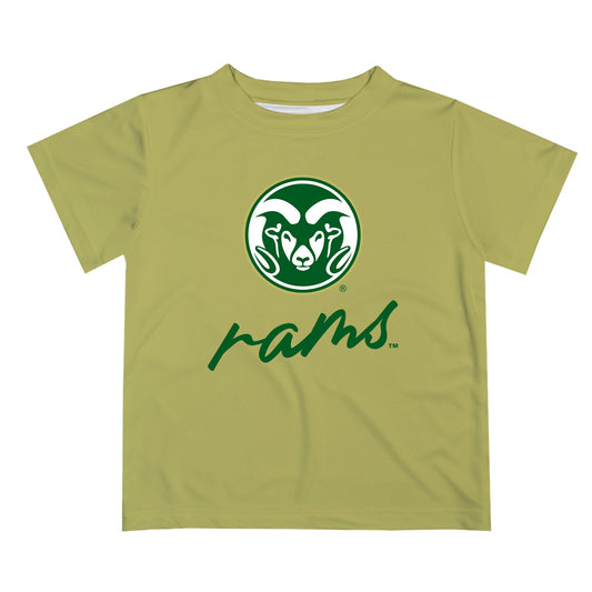 Colorado State Rams CSU Vive La Fete Script V1 Gold Short Sleeve Tee Shirt