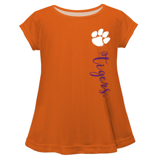 Clemson Tigers Orange Solid Short Sleeve Girls Laurie Top by Vive La Fete