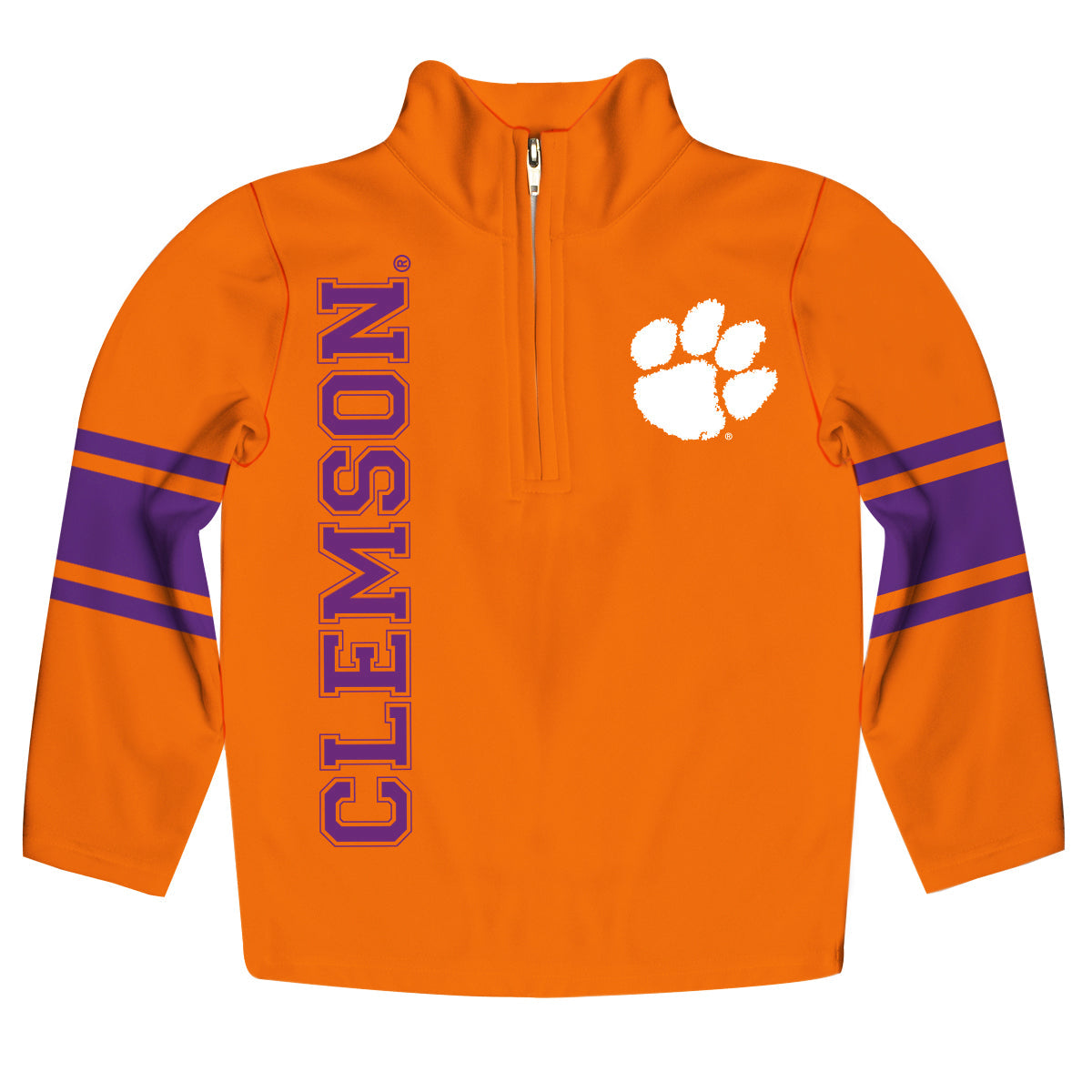 Clemson Stripes Orange Long Sleeve Quarter Zip Sweatshirt by Vive La Fete
