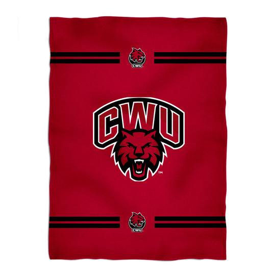 Central Washington Wildcats Game Day Soft Premium Fleece Red Throw Blanket 40 x 58 Logo & Stripes