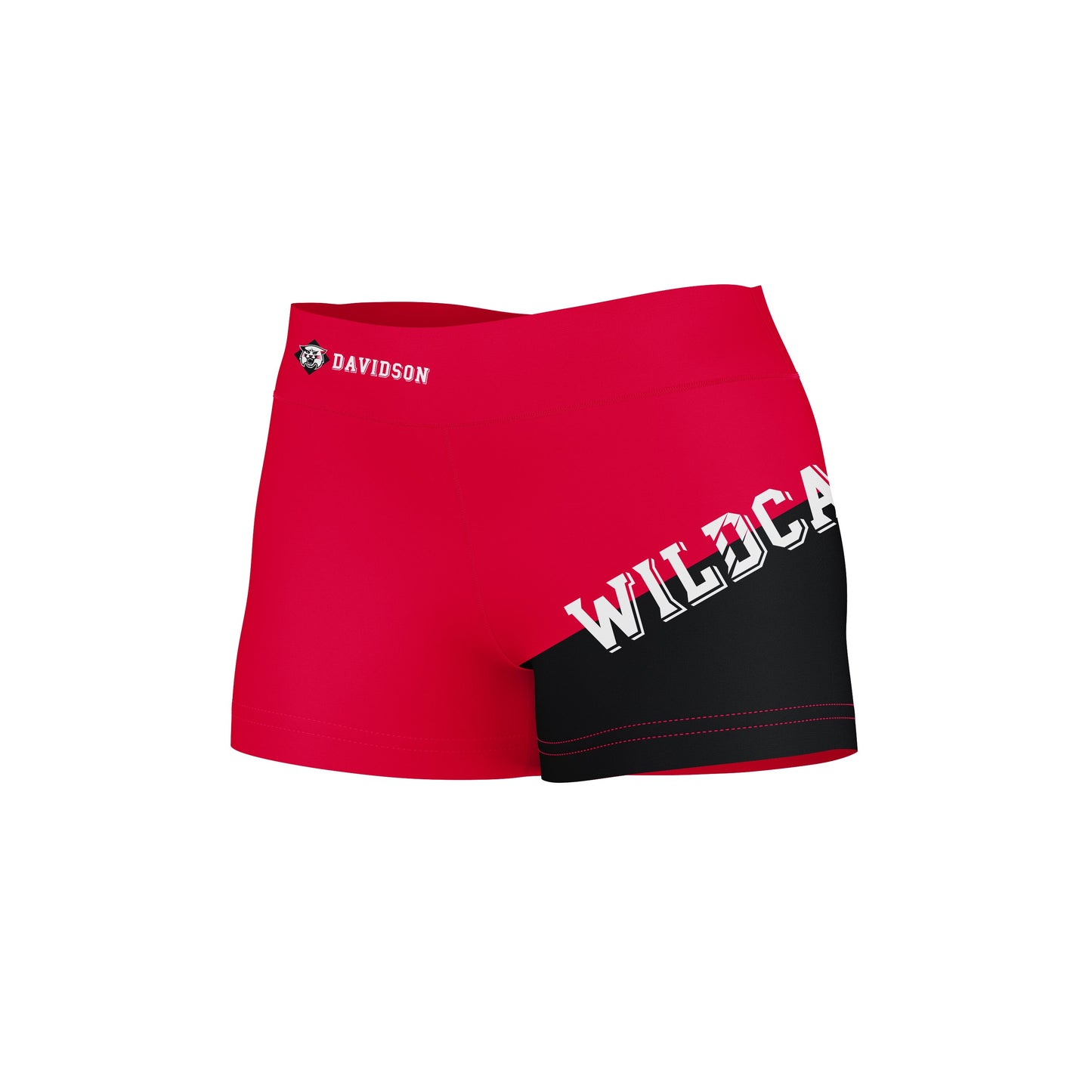 Davidson College Wildcats Vive La Fete Game Day Collegiate Leg Color Block Women Red Black Optimum Yoga Short - Vive La F̻te - Online Apparel Store