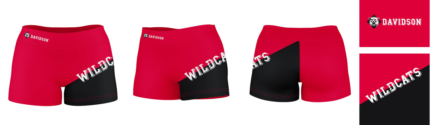 Davidson College Wildcats Vive La Fete Game Day Collegiate Leg Color Block Women Red Black Optimum Yoga Short - Vive La F̻te - Online Apparel Store