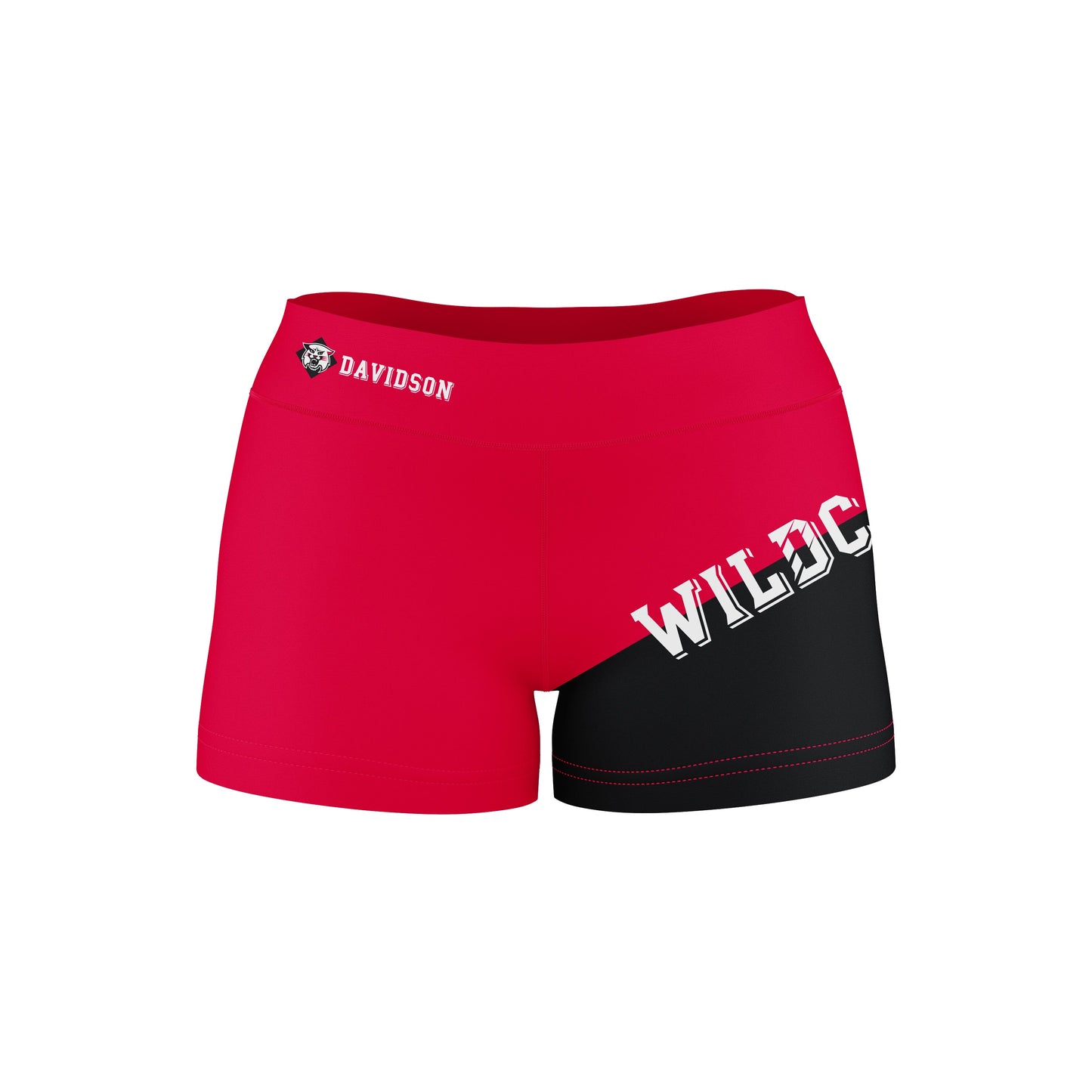 Davidson College Wildcats Vive La Fete Game Day Collegiate Leg Color Block Women Red Black Optimum Yoga Short