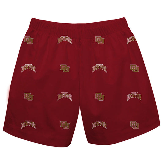 University of Denver Pioneers Boys Game Day Elastic Waist Classic Play Maroon Pull On Shorts