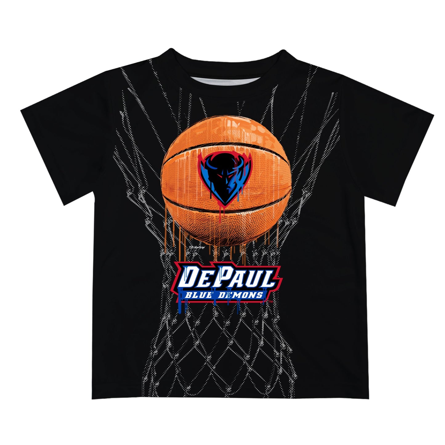Depaul Blue Demons Original Dripping Basketball Black T-Shirt by Vive La Fete