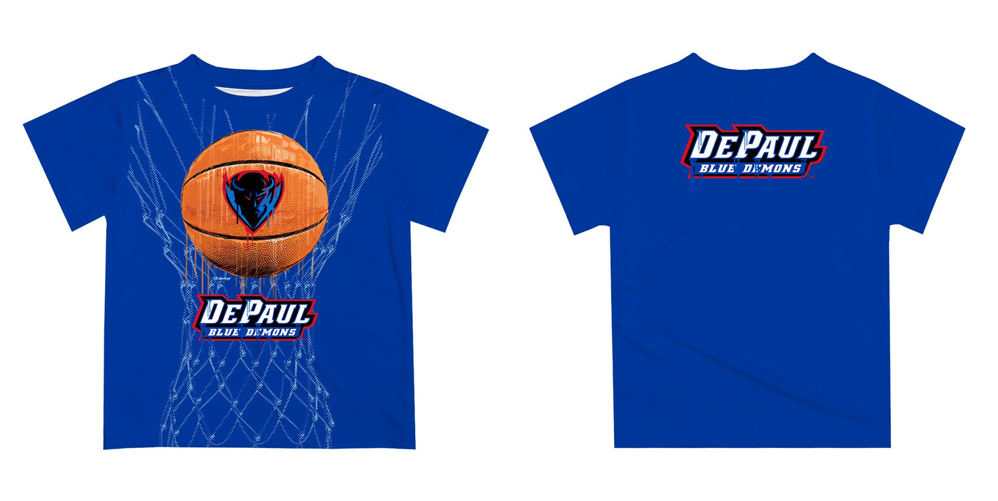 Depaul Blue Demons Original Dripping Basketball Blue T-Shirt by Vive La Fete