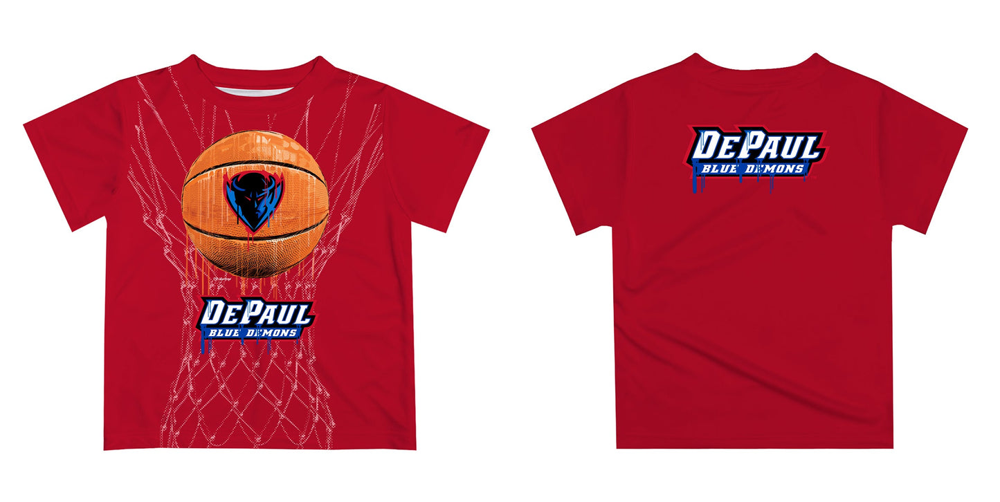 Depaul Blue Demons Original Dripping Basketball Red T-Shirt by Vive La Fete