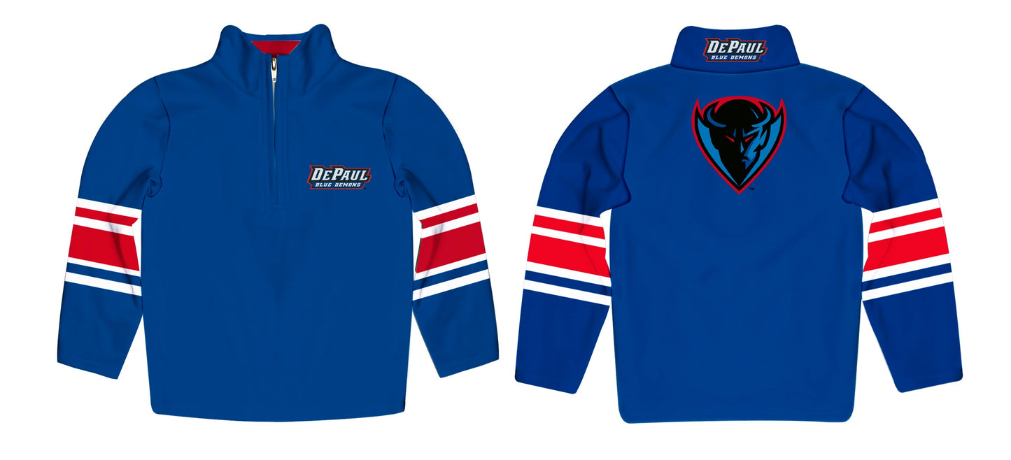 Depaul Blue Demons Game Day Blue Quarter Zip Pullover for Infants Toddlers by Vive La Fete