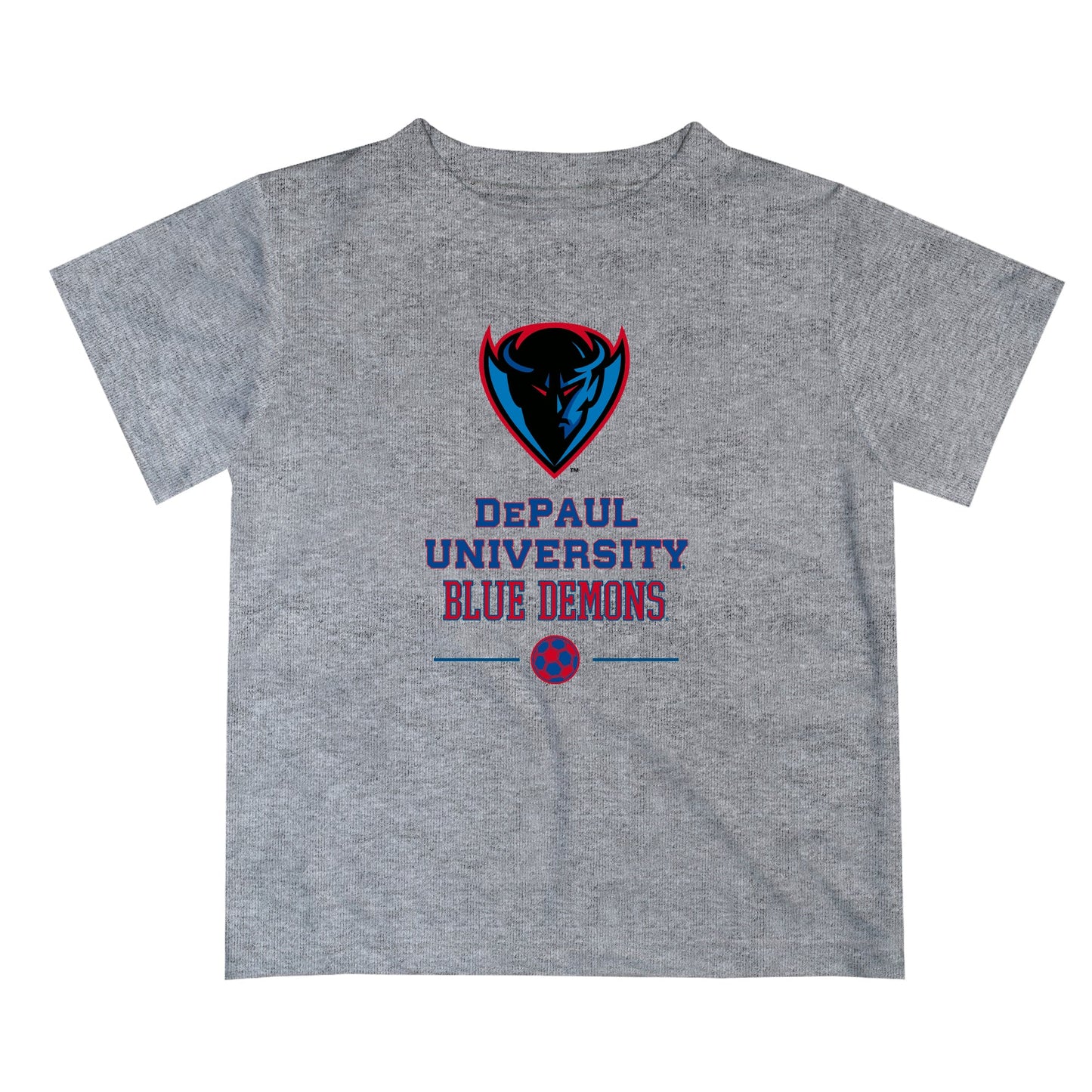 Depaul Blue Demons Vive La Fete Soccer V1 Heather Gray  Short Sleeve Tee Shirt