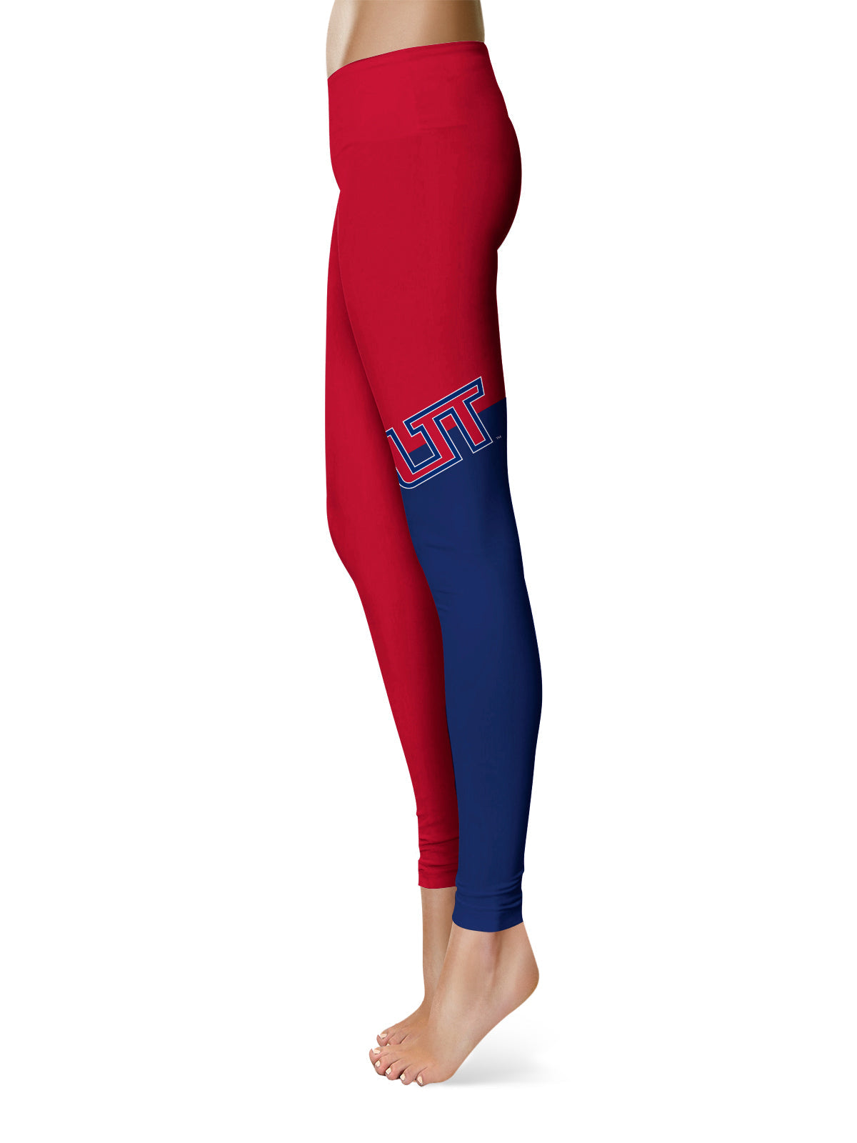 Utah Tech Trailblazers Vive La Fete Game Day Collegiate Leg Color Block Women Red Blue Yoga Leggings