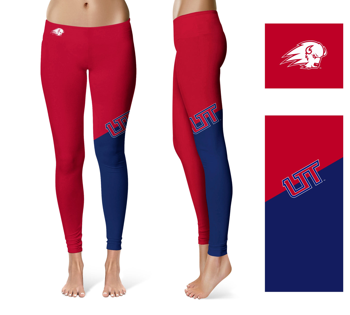 Utah Tech Trailblazers Vive La Fete Game Day Collegiate Leg Color Block Women Red Blue Yoga Leggings