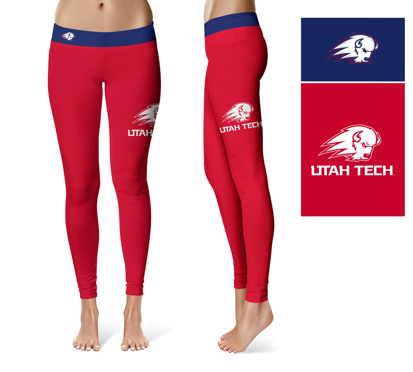 Utah Tech Trailblazers Vive La Fete Game Day Collegiate Logo on Thigh Red Women Yoga Leggings 2.5 Waist Tights