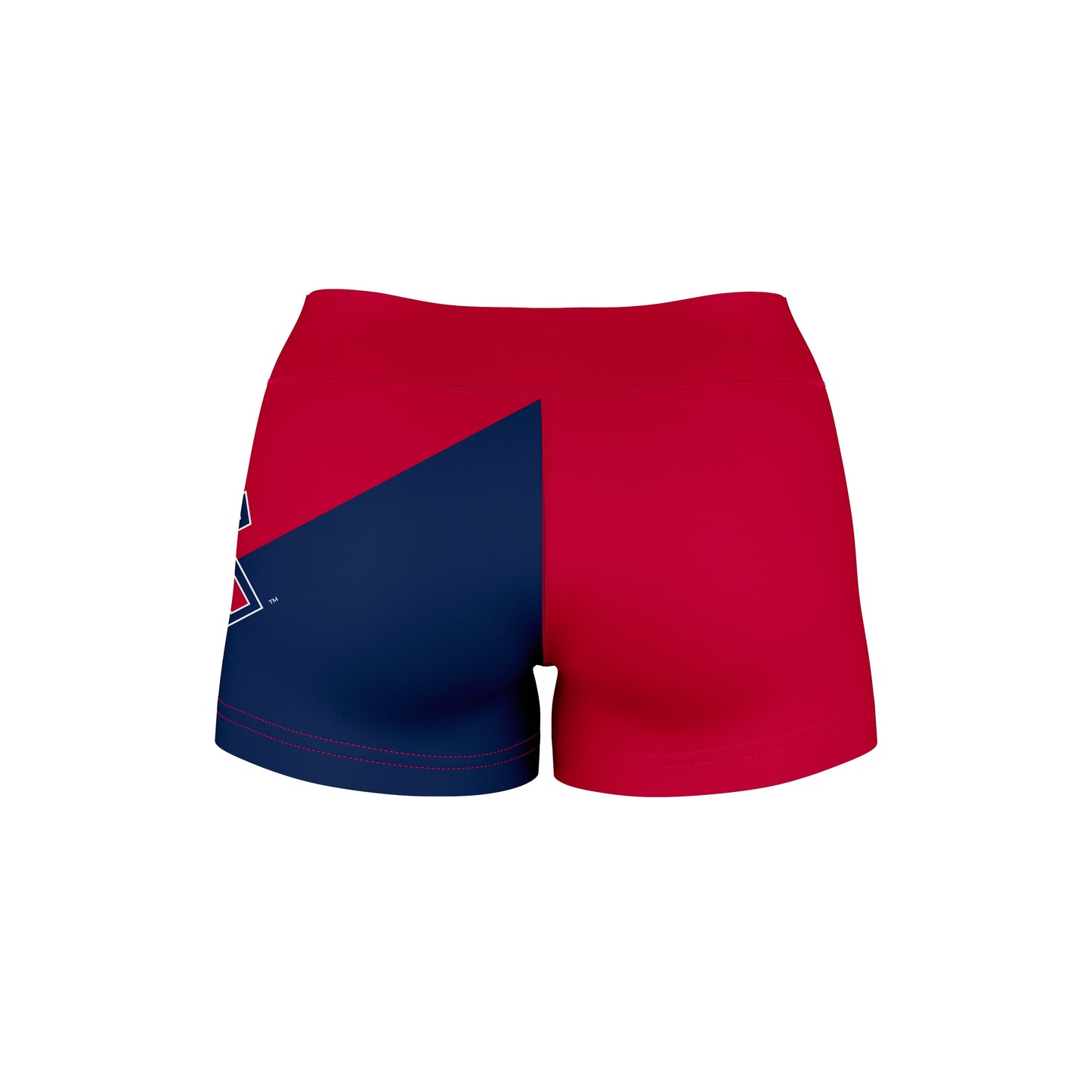 Utah Tech University Trailblazers Vive La Fete Game Day Collegiate Leg Color Block Women Red Blue Optimum Yoga Short - Vive La F̻te - Online Apparel Store