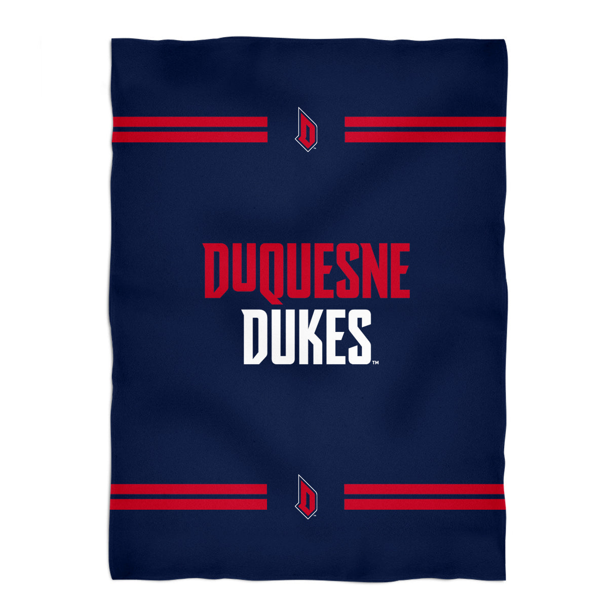 Duquesne Dukes Game Day Soft Premium Fleece Blue Throw Blanket 40 x 58 Logo and Stripes