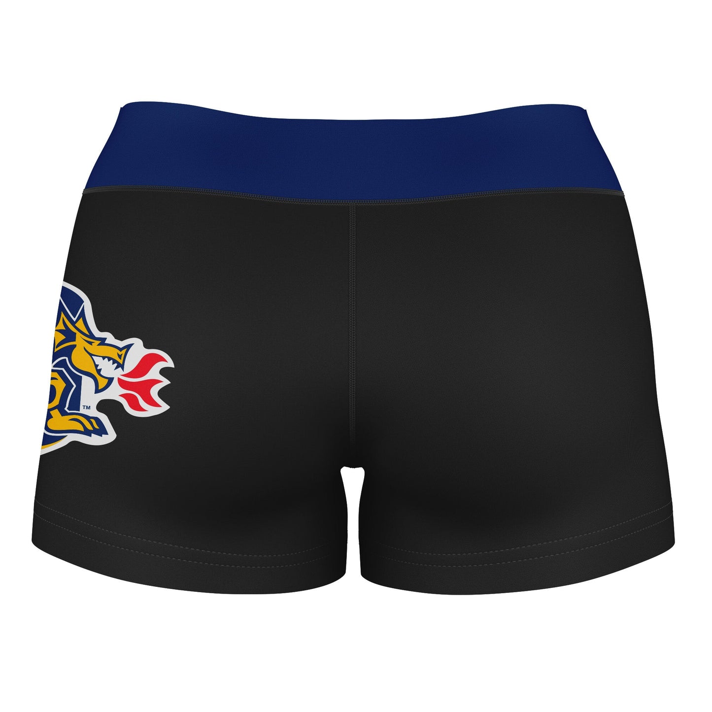 Drexel Dragon Vive La Fete Game Day Logo on Thigh & Waistband Black & Blue Women Yoga Booty Workout Shorts 3.75 Inseam" - Vive La F̻te - Online Apparel Store