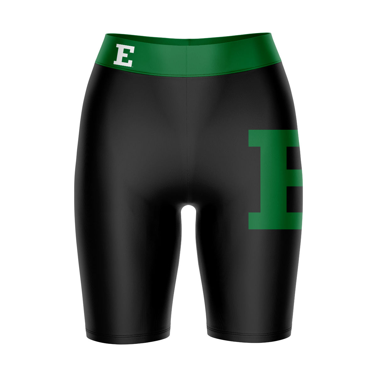 EMU Eagles Vive La Fete Game Day Logo on Thigh and Waistband Black and Green Women Bike Short 9 Inseam"